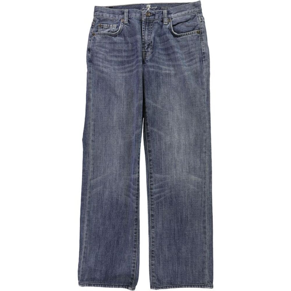 7 For All ManKind Womens Austyn Regular Straight Leg Jeans, Blue, 14, DM